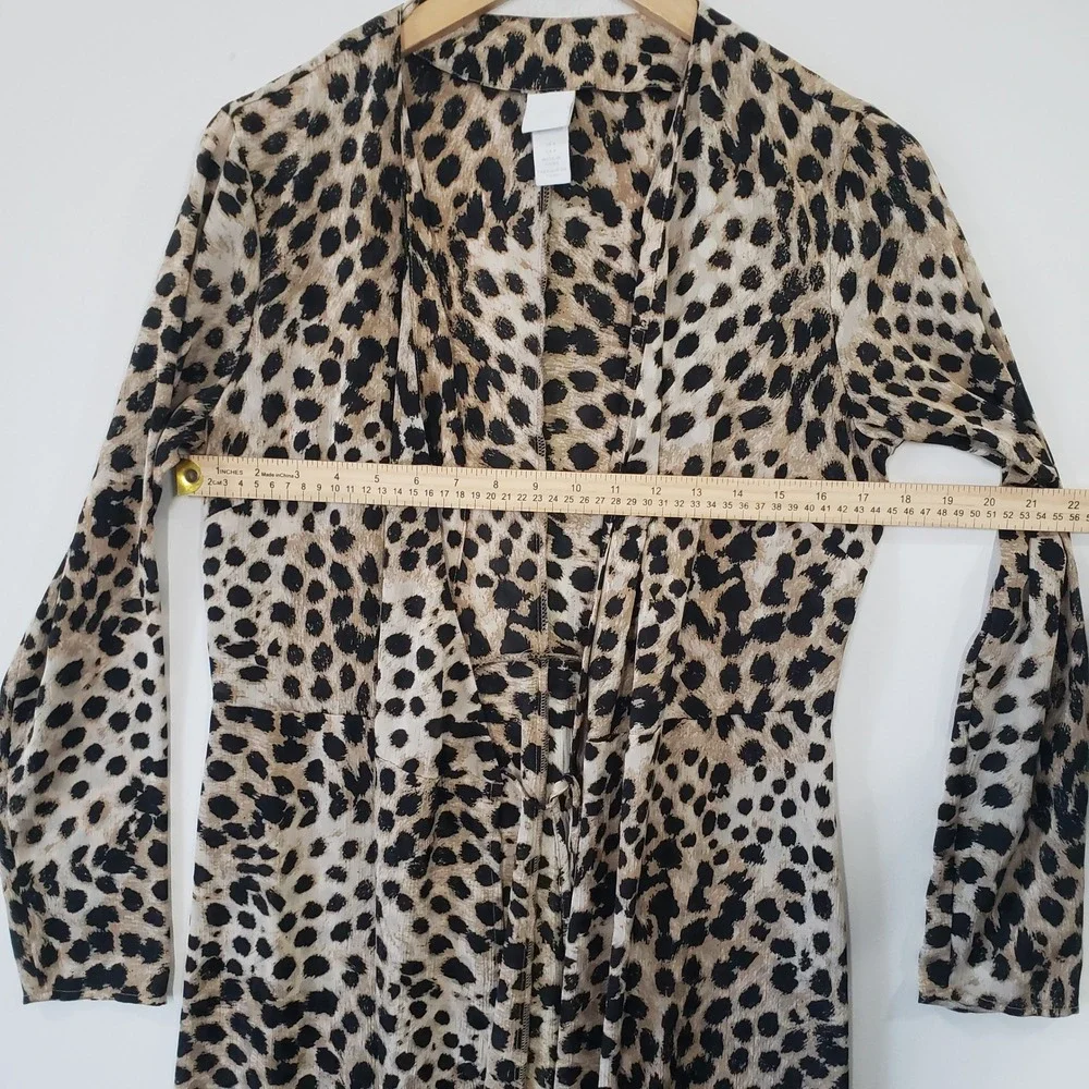 H&M Leopard Print Long Sleeve Maxi Duster‎ Kimono Women Size S Festival Casual - Picture 4 of 6